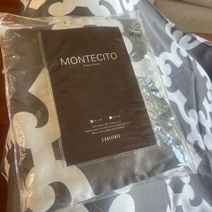 Z Gallerie Montecito Drapery Panel in Grey and White Scroll